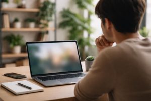 bureau-moderne-ordinateur-personne-plantes