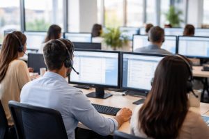 bureau-centre-appels-employes-casques-ordinateurs