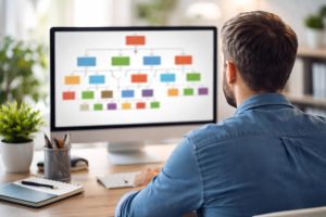 personne-ordinateur-organigramme-bureau-plante