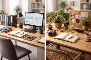 bureaux-professionnel-decontracte-plante-carnet