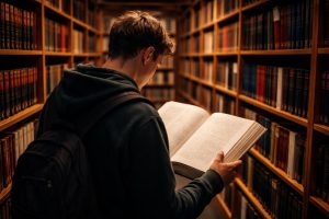 etudiant-livre-droit-bibliotheque-etageres